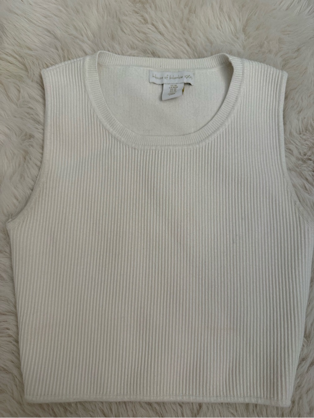 House of Harlow 1960 Cream Ribbed Crop Tank